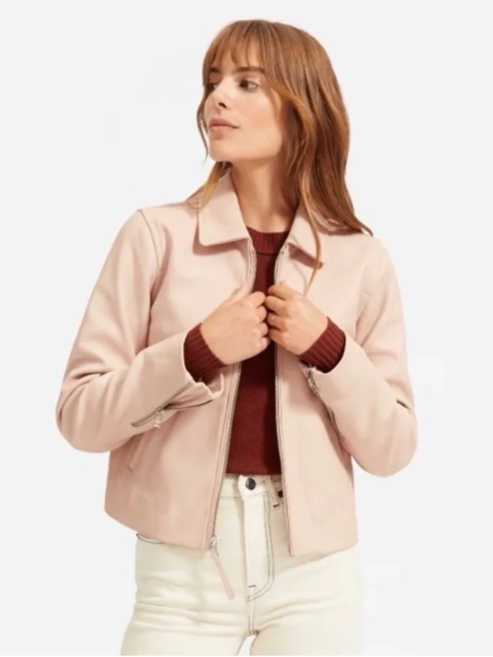 Everlane Women's The Modern Leather Jacket in Light Pink Large New without Tags